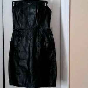 Real leather strapless dress
